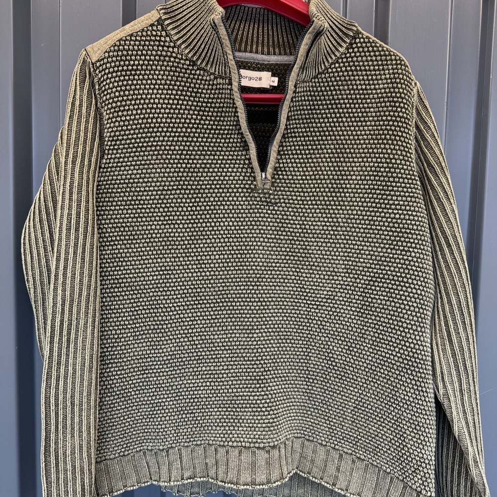 BORGO 28 SWEATER MENS SIZE M BROWN 100% COTTON CREWNECK PULLOVER